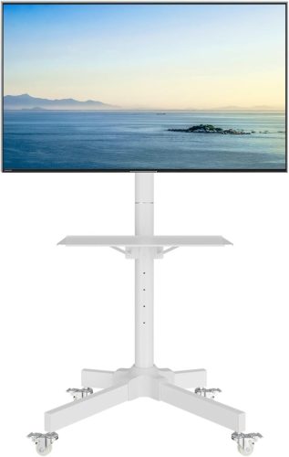 Suport TV Mobil BONTEC cu Rotițe pentru Ecrane de 23-60" - Înălțime Reglabilă, Cărucior TV Portabil cu Tavă, Capacitate de Încărcare 40kg, VESA 400x400mm,