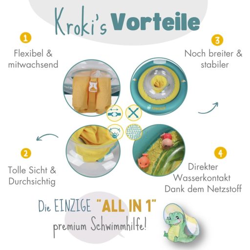 Detské nafukovacie plávacie koleso EDWEKIN Krokodíl so sedadlom pre bábätká od 6 mesiacov