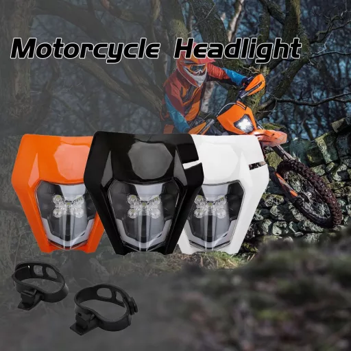 Far LED universal JFG RACING negru pentru motociclete enduro, cross și dirt bike.