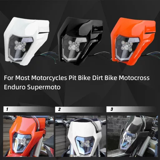 JFG RACING LED motoros fényszóró univerzális fekete enduro cross dirt bike
