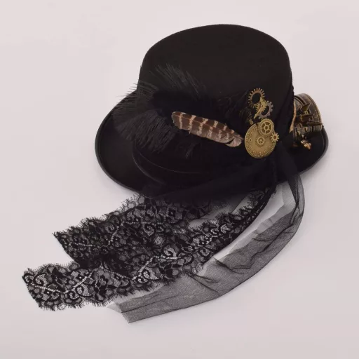 COSDREAMER Pălărie Steampunk Tip Cilindru cu Ochelari - Negru, 60cm - Costum Halloween