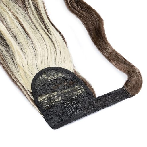 Cybelleza Clip-in Konský chvost - Vlnitý Syntetický Vlas Gaštanovohnedej a Blond Farbe - Prirodzene Vyzerajúce Zahusťovanie a Predlžovanie Vlasov pre Ženy