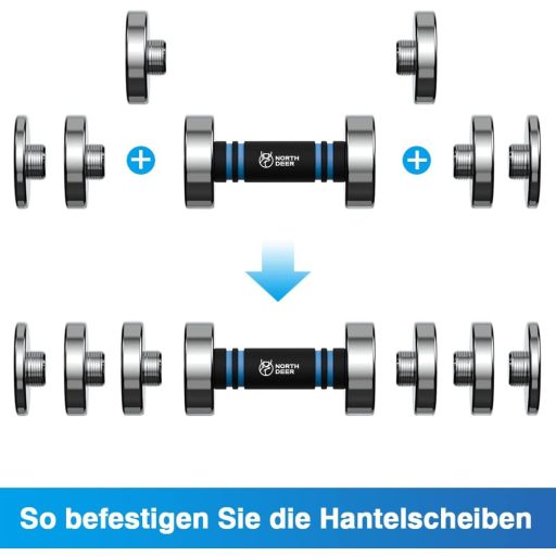 Northdeer Set de greutăți din oțel 4x1,5kg pentru gantere standard de 10kg