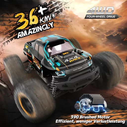 HAIBOXING 4WD RC Monster Truck 1:16 36 km/h Mașină de curse impermeabilă pentru copii