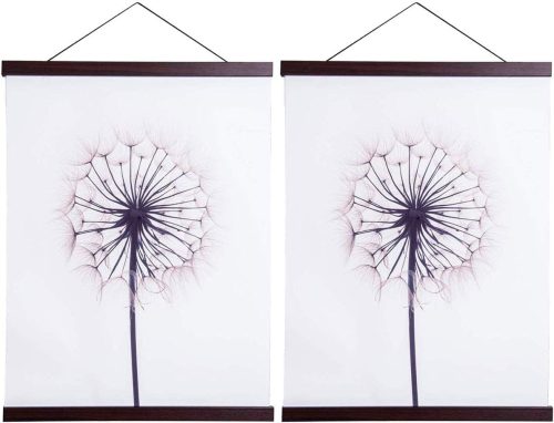 Șină Magnetică Sanauto pentru Afișe - Ramă Foto din Lemn de Nuc (75 cm) - Suport de Perete pentru Postere, Imagini și Printuri Artistice - Set de 2 Bucăți