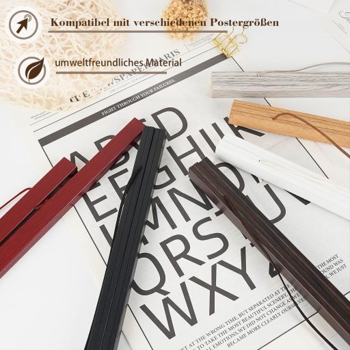 Sanauto Mágneses Posztertartó Léc - Diófaszínű Fa Képkeret (75 cm) - Falra Szerelhető Plakáttartó Kép és Művészeti Nyomatokhoz - 2 db Csomag