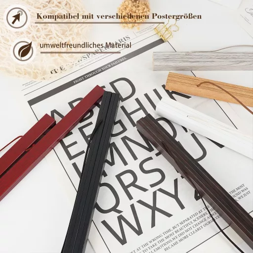 Șină Magnetică Sanauto pentru Afișe - Ramă Foto din Lemn de Nuc (75 cm) - Suport de Perete pentru Postere, Imagini și Printuri Artistice - Set de 2 Bucăți