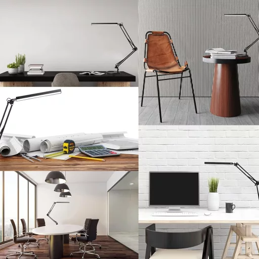 LED stolová lampa SKYLEO s klipom a podstavcom, 3 režimy svietenia, 10 úrovní jasu, USB port, čierna