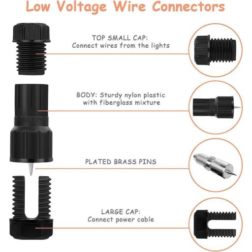 GWHOLE 12 darab, alacsony feszültségű vezetékcsatlakozó tájvilágításhoz és kültéri világításhoz