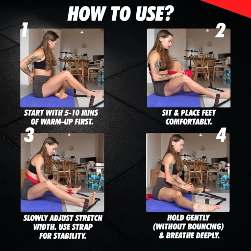 MuscleForge 3 sávos lábnyújtó 180°-ig, 6 fokozatú hasítógép tréninghez