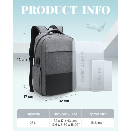 Besttravel Laptop Hátizsák 15,6 Hüvelykes Notebookhoz, Vízálló Iskolai Táska Munkához Utazáshoz Kempingezéshez