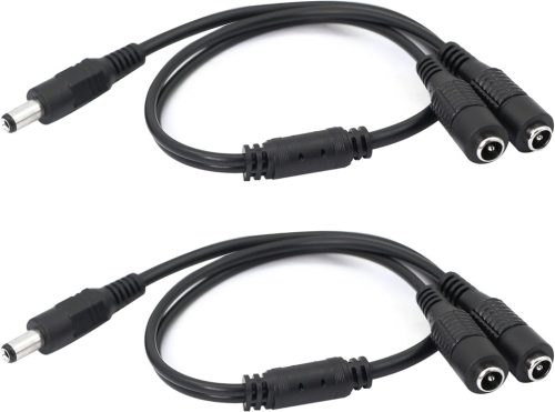 GINTOOYUN DC Tápkábel Elosztó, 5.5x2.1mm 1 Apa - 2 Anya Adapter, Biztonsági Kamerákhoz, Routerekhez, DVR Rendszerekhez, 12V 100W (2 db)