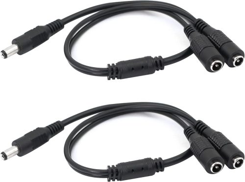 GINTOOYUN DC Tápkábel Elosztó, 5.5x2.1mm 1 Apa - 2 Anya Adapter, Biztonsági Kamerákhoz, Routerekhez, DVR Rendszerekhez, 12V 100W (2 db)