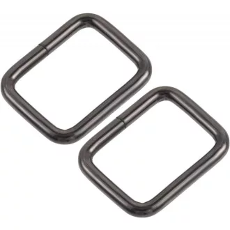   Fekete Négyszögletes Fémgyűrű Készlet, 15 darab, Táskákhoz és Övekhez  25 x 20 mm