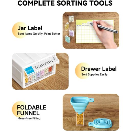 ARTDOT 5D Gyémántfestés Tárolódoboz 70 Részes Szett Tölcsérrel és Matricákkal