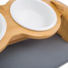 Petzy állítható magasságú kerámia etetőtál kutyáknak és macskáknak, bambusz állvánnyal, 350ml