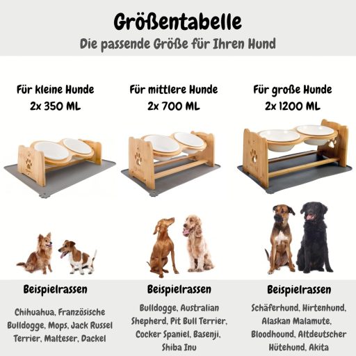 Petzy állítható magasságú kerámia etetőtál kutyáknak és macskáknak, bambusz állvánnyal, 350ml