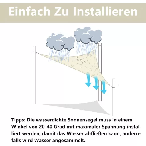 NAKIHOUSE Pânză de umbrire triunghiulară 3x3x3m - Copertină impermeabilă cu protecție UV 98% - Umbrar pentru grădină, terasă, balcon, piscină - Bej