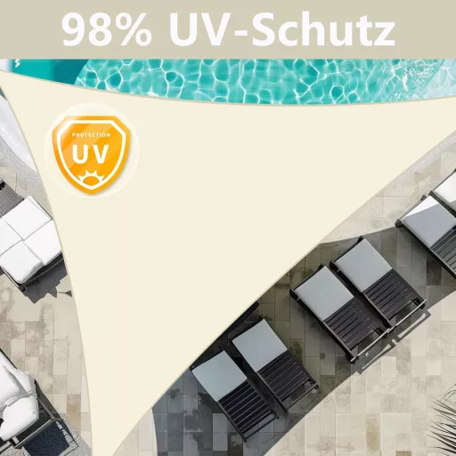 NAKIHOUSE Pânză de umbrire triunghiulară 3x3x3m - Copertină impermeabilă cu protecție UV 98% - Umbrar pentru grădină, terasă, balcon, piscină - Bej