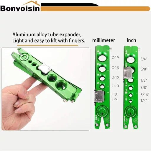 Bonvoisin 5 az 1-ben klímacsatornázó készlet 1/4-3/4 hüvelyk, 6 méret, 45° excentrikus