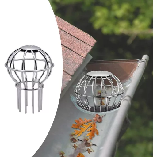 BootyBay 304 Filtru din oțel inoxidabil pentru jgheab, grilă de protecție, protecție împotriva frunzelor și a murdăriei - diametru 38mm