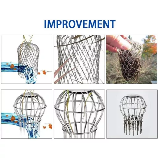 BootyBay 304 Filtru din oțel inoxidabil pentru jgheab, grilă de protecție, protecție împotriva frunzelor și a murdăriei - diametru 38mm