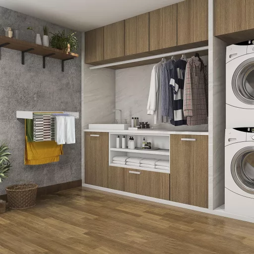 Uscător de rufe pliabil Urban Nouk, montat pe perete - economie de spațiu, suport de uscare extensibil pentru utilizare interioară și exterioară, 70 cm, gri
