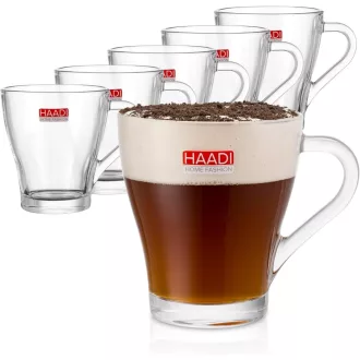  HAADI Üveg Kávéscsésze Szett 6 db 260ml Duplafalú Espresso Tea Latte Pohár Mosogatógépben Mosható