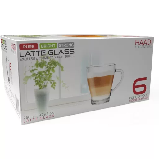 HAADI Üveg Kávéscsésze Szett 6 db 260ml Duplafalú Espresso Tea Latte Pohár Mosogatógépben Mosható