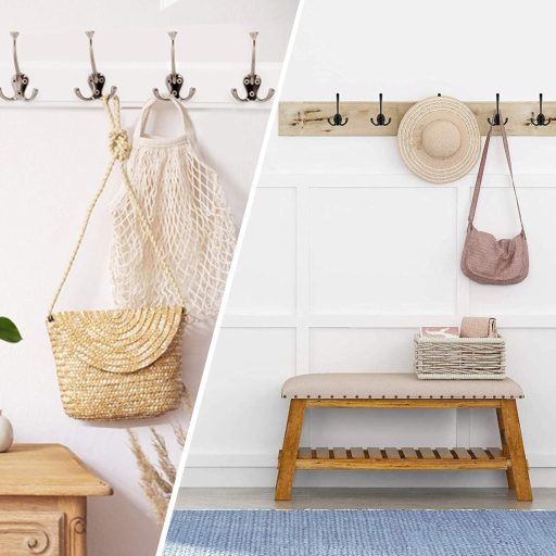 HMiMi Vintage Fali Ruhaakasztó 4 db Fehér Dupla Mantelhorgony Fürdőszoba Konyha Irodához