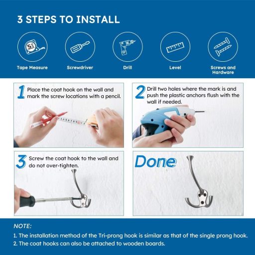 HMiMi Vintage Fali Ruhaakasztó 4 db Fehér Dupla Mantelhorgony Fürdőszoba Konyha Irodához