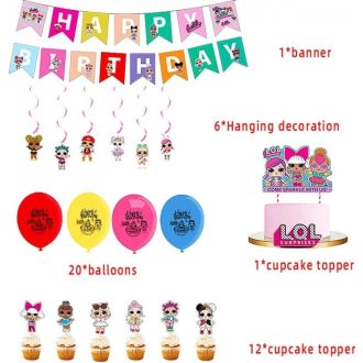   Detská narodeninová dekoračná sada 42 ks - Farebné tvary a vzory