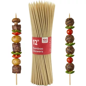  GUSTO 12 Inch Bamboo Nyársak 100 db Grillezéshez, Shish Kebabhoz és Koktélokhoz