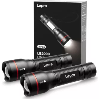   Lepro LE2000 LED Lámpa 5 Móddal, Zoomható Kemping Fénylámpa, Vízálló Elemlámpa 2db