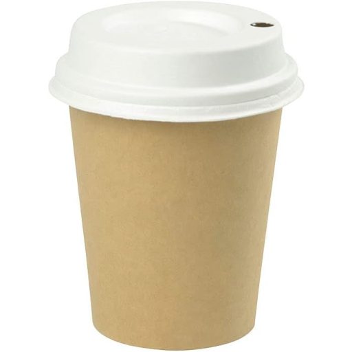 BIOZOYG Capac alb de carton pentru pahar de cafea, cu orificiu pentru băut - Diametru 90mm, rezistent la căldură, biodegradabil, capac compostabil pentru pahare de cafea la pachet.