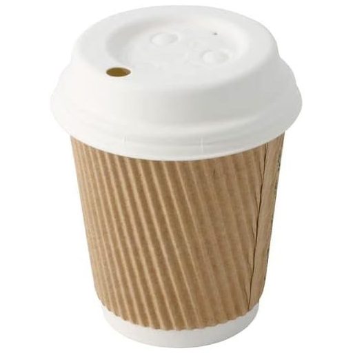 BIOZOYG Capac alb de carton pentru pahar de cafea, cu orificiu pentru băut - Diametru 90mm, rezistent la căldură, biodegradabil, capac compostabil pentru pahare de cafea la pachet.