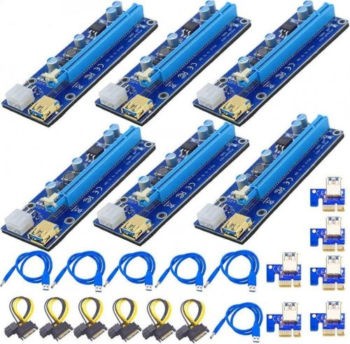 Cablu prelungitor (riser) PCI-E APKLVSR cu LED și USB 3.0 pentru plăci grafice, ideal pentru minat criptomonede.
