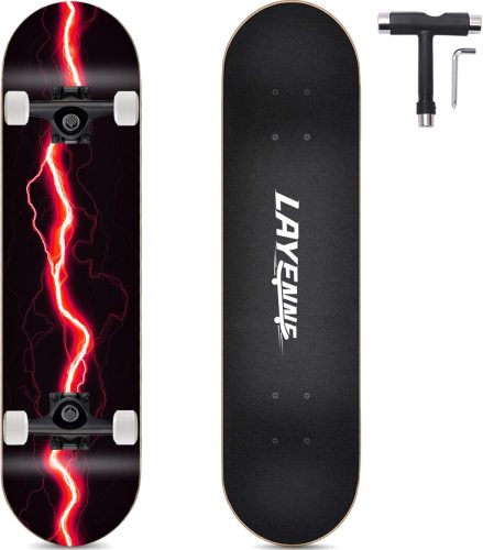 LAYENNE Skateboarding 31x8 Inch - Placă Arțar 8 Straturi, Roșu, Sarcină Maximă 150kg, Rulmenți ABEC-11, Pentru Începători și Avansați