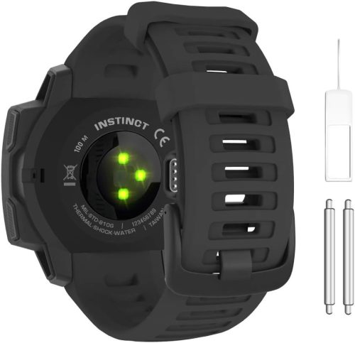 MoKo Szilikon Óraszíj Garmin Instinct/Instinct Solar/Tactical/Instinct 2 GPS Okosórához - Állítható Sportpánt Csuklóra (125-200mm), Fekete