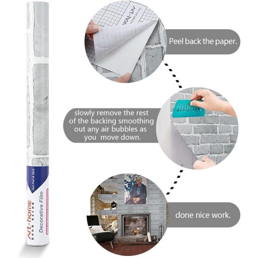 Arthome öntapadós tapéta szürke kő hatás, falburkolat konyha fürdőszoba, 44cm x 3m