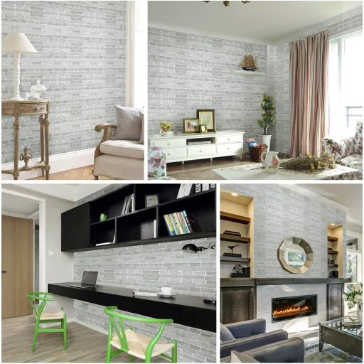 Arthome tapet autoadeziv cu aspect de piatră gri, panou decorativ pentru pereți, bucătărie, baie, 44cm x 3m