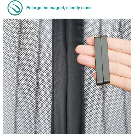 Plasă de țânțari magnetică pentru ușă Meet Beauty, 90x250cm, fără găurire, negru