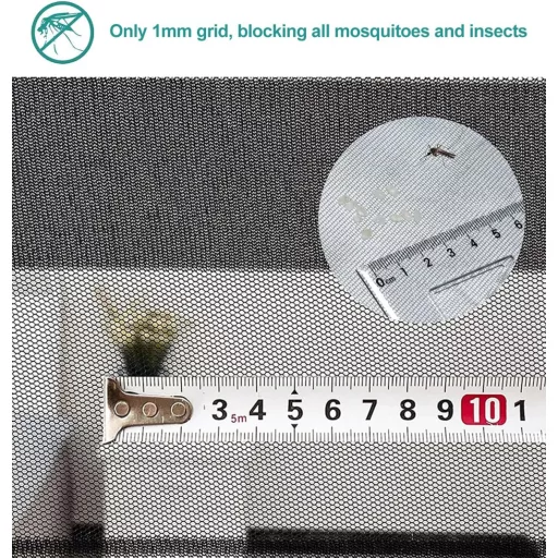 Plasă de insecte magnetică pentru ușă Meet Beauty, plasă împotriva insectelor pentru ușă de balcon, 100x215cm, negru