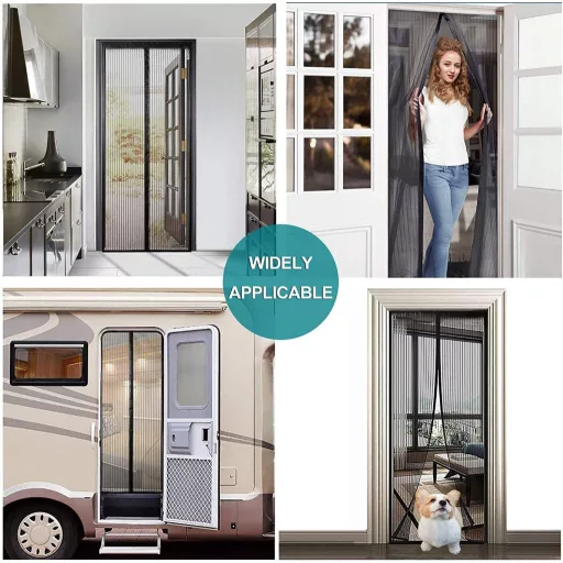 Plasă de insecte magnetică pentru ușă Meet Beauty, plasă împotriva insectelor pentru ușă de balcon, 100x215cm, negru