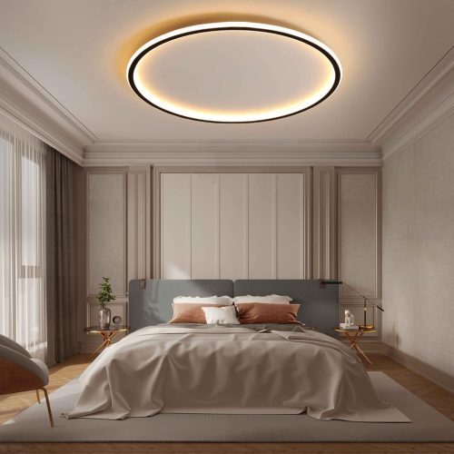 MOONSEA Plafonieră LED Negru 41,5 cm - Cu Telecomandă, Intensitate Reglabilă, 28W, Temperatură de Culoare Ajustabilă 3000K-6000K, Pentru Dormitor, K