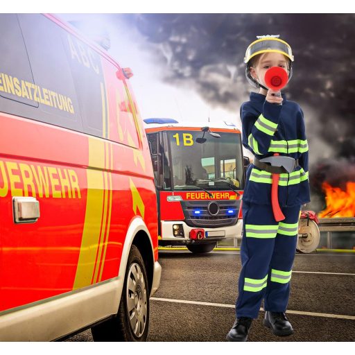 Tacobear Tűzoltó Jelmez Gyerekeknek - Sisakkal és Játék Tűzoltókészlettel, 3-9 Éveseknek