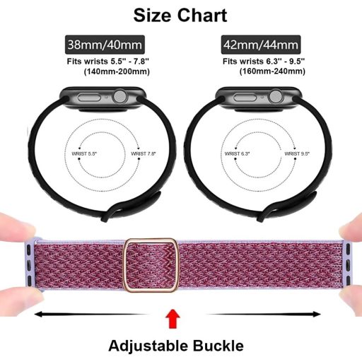 Športový remienok pre Apple Watch 38-41mm - EWENYS fialový vlnitý, nastaviteľný nylonový remienok