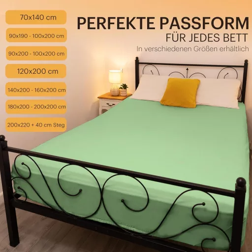 NatureMark Jersey Pamut Gumis Lepedő 90x200-100x200cm Jade Zöld Oeko-Tex