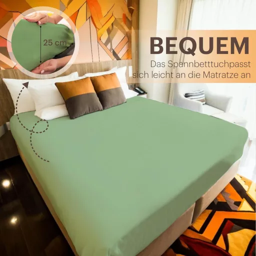 NatureMark Jersey Pamut Gumis Lepedő 90x200-100x200cm Jade Zöld Oeko-Tex