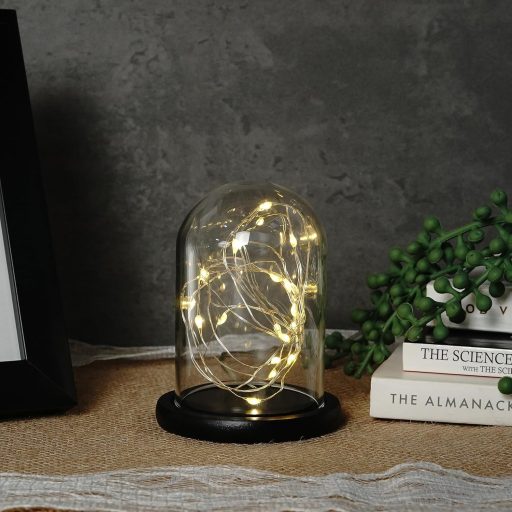 Clopot de sticlă Belle Vous cu bază de lemn neagră, 9,7 cm - decor